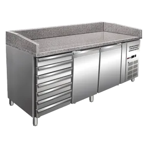 Table à pizza 2 portes et 7 tiroirs avec marbre REDFOX MTP 2D7ZN