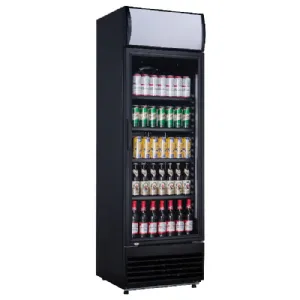 Armoire  boisson 1 porte vitre 360 Litres noir avec bandeau CUISTANCE 1410012