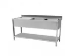 Plonge inox 2 bacs avec gouttoir  gauche et tagre 1400x600mm CUISTANCE