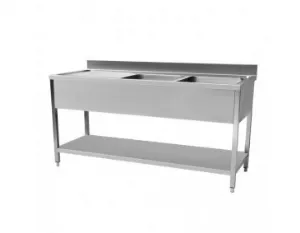 Plonge inox 2 bacs avec gouttoir  gauche et tagre 1800x700mm CUISTANCE 9010057