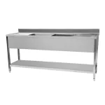 Plonge inox 2 bacs avec 2 gouttoirs et tagre 2000x600mm CUISTANCE