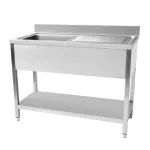 Plonge inox 1 bac avec gouttoir  droite et tagre 1200x700mm CUISTANCE