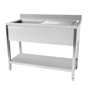 Plonge inox 1 bac avec gouttoir  droite et tagre 1200x700mm CUISTANCE 9010059