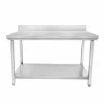 Table inox démontable adossée avec étagère Largeur 1400mm et Profondeur 600mm CUISTANCE