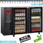 Arri�re-bar r�frig�r� 2 portes vitr�es battantes noir DIAMOND