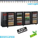 Arri�re-bar r�frig�r� 4 portes vitr�es battantes noir DIAMOND