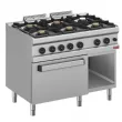 Fourneau 6 feux vifs sur four gaz GN2/1 avec baie libre DIAMOND