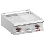 Plancha professionnelle électrique lisse/rainurée en chrome 2 zones DIAMOND profondeur 700mm