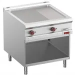 Plancha professionnelle �lectrique rainur�e / lisse en fonte 2 zones sur baie libre DIAMOND profondeur 900mm