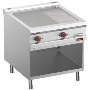 Plancha professionnelle lectrique rainure / lisse en fonte 2 zones sur baie libre DIAMOND profondeur 900mm E9/PMA8-N_PROMO