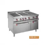 Fourneau 6 plaques carr�es �lectriques sur four �lectrique et placard gamme 900 DIAMOND