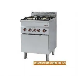 Fourneau 4 feux vifs gaz sur four lectrique GN2/3 DIAMOND profondeur 600mm G60/4BFEV6-N_PROMO