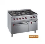 Fourneau 6 feux vifs sur four gaz GN2/1 et placard DIAMOND