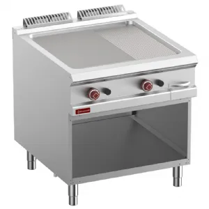 Plancha professionnelle gaz rainure / lisse en fonte 2 zones sur baie libre DIAMOND profondeur 900mm G9/PMA8-N_PROMO
