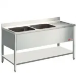 Plonge inox 2 bacs avec gouttoir  droite 1600x700mm DIAMOND