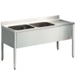 Plonge inox 2 bacs �gouttoir � droite 1600x700mm DIAMOND - L1620D-KD