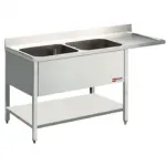 Plonge inox 2 bacs avec �gouttoir � droite 1800x700mm DIAMOND - L1821VD