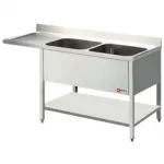 Plonge inox 2 bacs avec gouttoir  gauche 1600x700mm DIAMOND - L1621VS