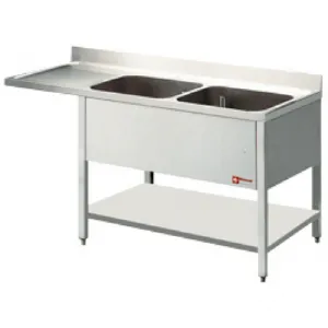 Plonge inox 2 bacs avec gouttoir  gauche 1600x700mm DIAMOND - L1621VS L1621VS_PROMO