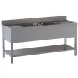 Plonge inox avec 2 bacs et 2 égouttoirs 2000x700mm DIAMOND - L2021