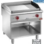 Plancha professionnelle électrique rainurée / lisse en chrome 2 zones sur baie libre DIAMOND profondeur 900mm Plancha professionnelle électrique rainurée / lisse en chrome 2 zones sur baie libre DIAMOND profondeur 900mm