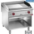 Plancha professionnelle lectrique rainure / lisse en chrome 2 zones sur baie libre DIAMOND profondeur 900mm