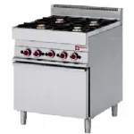 Fourneau 4 feux vifs gaz sur four gaz DIAMOND profondeur 650mm