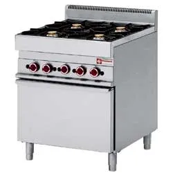 Fourneau 4 feux vifs gaz sur four gaz DIAMOND profondeur 650mm G65/4BF7-N_PROMO