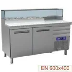 Table pizza 2 portes avec vitrine et 3 tiroirs neutres DIAMOND