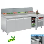 Table réfrigérée de préparation 4 portes avec structure réfrigérée inox DIAMOND DTS-10/R2 Table réfrigérée de préparation 4 portes avec structure réfrigérée inox DIAMOND DTS-10/R2