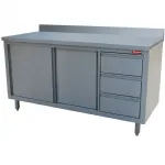 Meuble inox adoss� 3 tiroirs et portes coulissantes 1600x700mm DIAMOND - TA167CDA/B