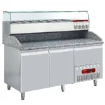 Table pizza 2 portes avec vitrine et 1 tiroir neutre DIAMOND TP23/R2_SX160G/PR2