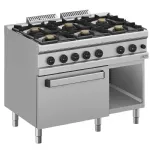 Fourneau 6 feux vifs sur four gaz GN2/1 avec baie libre Diverso by DIAMOND