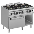 Fourneau 6 feux vifs sur four gaz GN2/1 avec baie libre Diverso by DIAMOND
