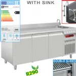 Table réfrigérée avec évier 3 portes profondeur 700 DIAMOND Table réfrigérée avec évier 3 portes profondeur 700 DIAMOND
