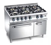 Fourneau 6 feux vifs sur four gaz et placard MBM