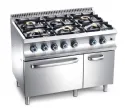 Fourneau 6 feux vifs sur four gaz et placard MBM