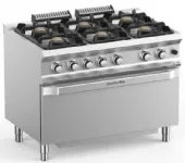 Fourneau 6 feux vifs sur grand four gaz MBM - DOMINA PRO 700
