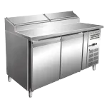 Table réfrigérée de préparation 2 portes avec vitrine à capot inox RED FOX Table réfrigérée de préparation 2 portes avec vitrine à capot inox RED FOX