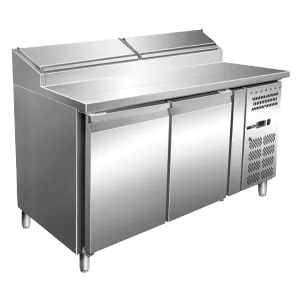 Table réfrigérée de préparation 2 portes avec vitrine à capot inox RED FOX MTPZ 2D