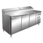 Table réfrigérée de préparation 3 portes avec vitrine à capot inox RED FOX