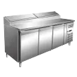 Table réfrigérée de préparation 3 portes avec vitrine à capot inox RED FOX