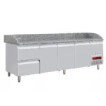 Table pizza 3 portes avec vitrine et 2 tiroirs neutres + range ustensiles DIAMOND TP361/P9
